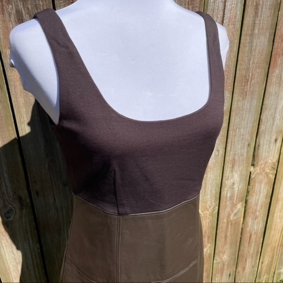 TERI JON SPORTSWEAR Brown Mixed Media Sleeveless Dress 6 - Picture 11 of 15
